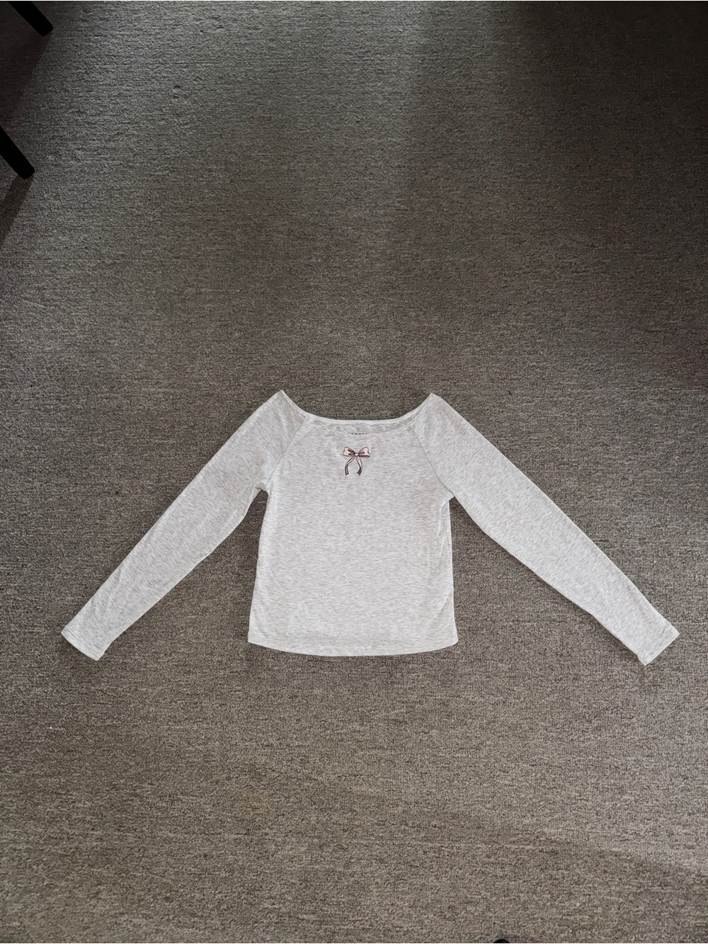 Aeropostale Balletcore Bow Long Sleeve Top Heather Grey Coquette Size S